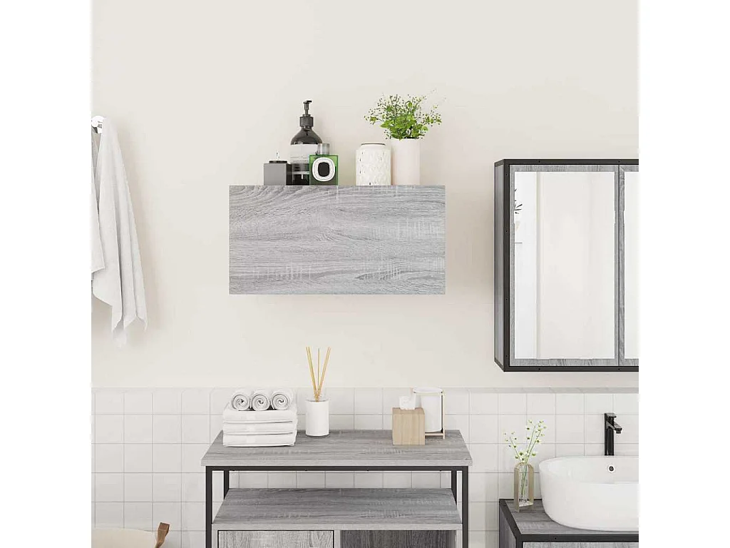 Armoire murale de bain sonoma gris 60x25x30cm bois d'ingénierie