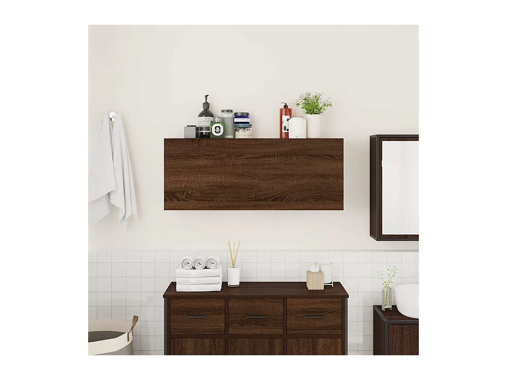 Armoire murale de bain chêne marron 100x25x40cm bois ingénierie