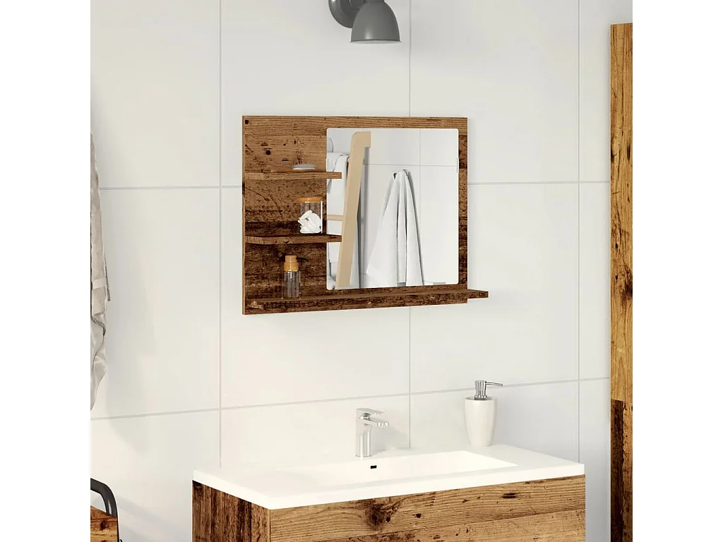 Badkamer spiegelkast oud hout bewerkt hout