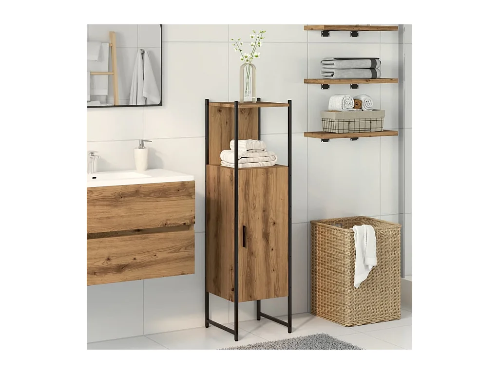 Armoire de salle de bain chêne artisanal 33x33x120,5 cm