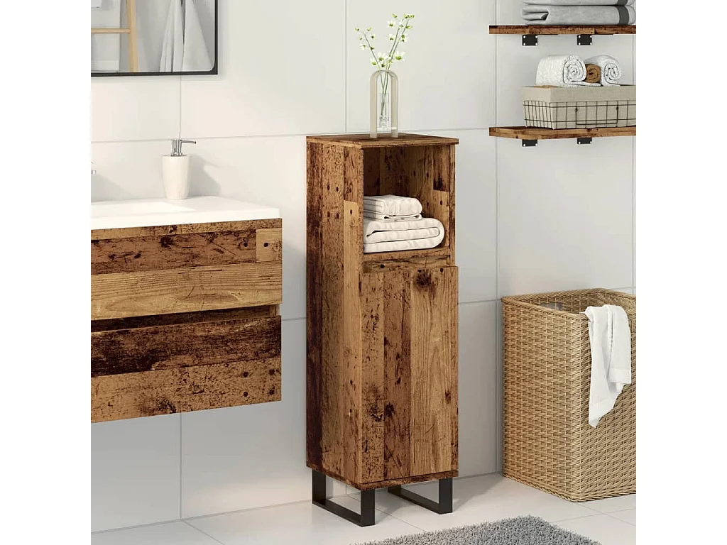 Armoire de salle de bain vieux bois 30x30x100cm bois ingénierie