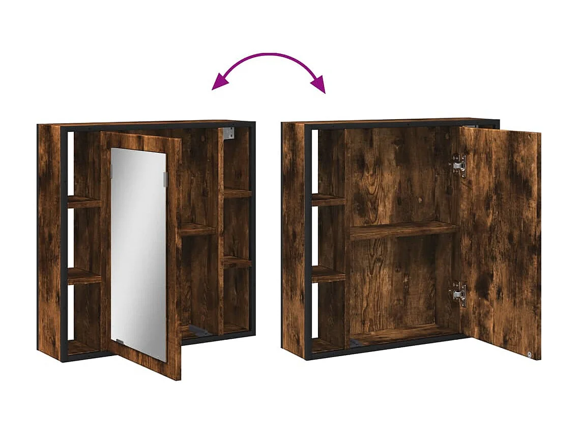 Armoire à miroir de salle de bain chêne fumé bois d’ingénierie