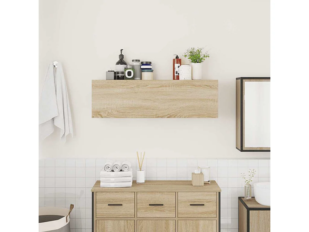 Mueble de baño de pared roble Sonoma 100x25x30cm madera de ingeniería