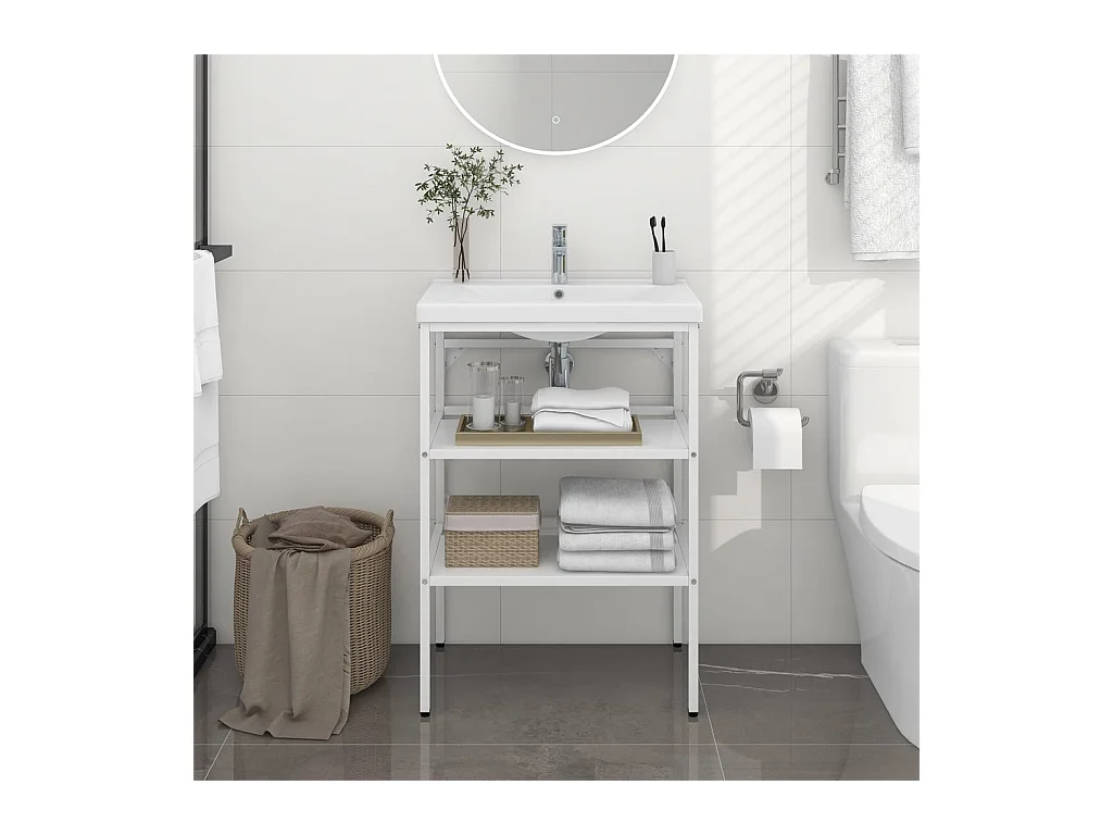 Estrutura de pia de banheiro Branco 59x38x83 cm Ferro