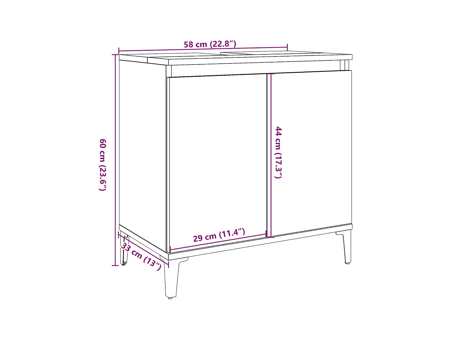Armoire d'évier vieux bois 58x33x60 cm bois d'ingénierie