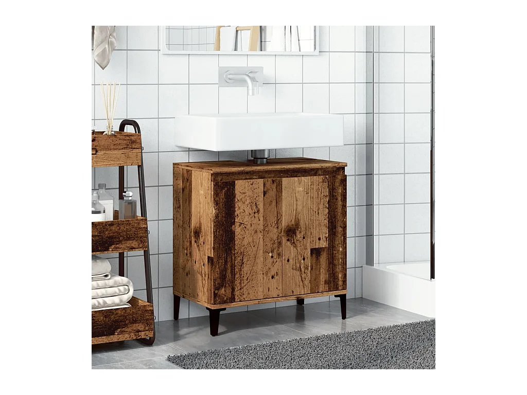 Armoire d'évier vieux bois 58x33x60 cm bois d'ingénierie