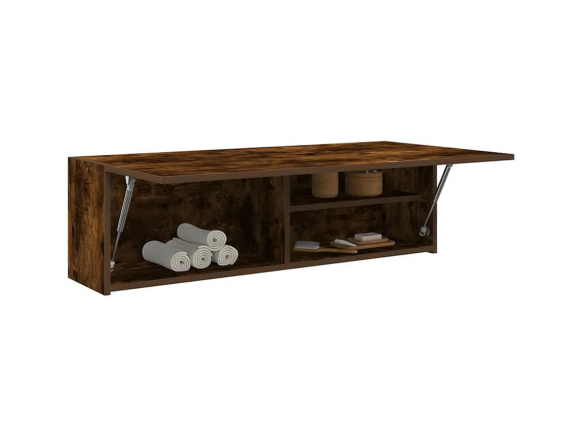 Armoire murale de bain chêne fumé 100x25x30cm bois d'ingénierie