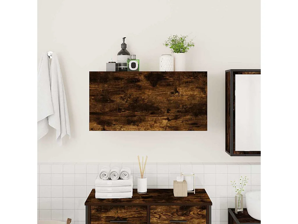 Armoire murale de bain chêne fumé 80x25x40 cm bois d'ingénierie