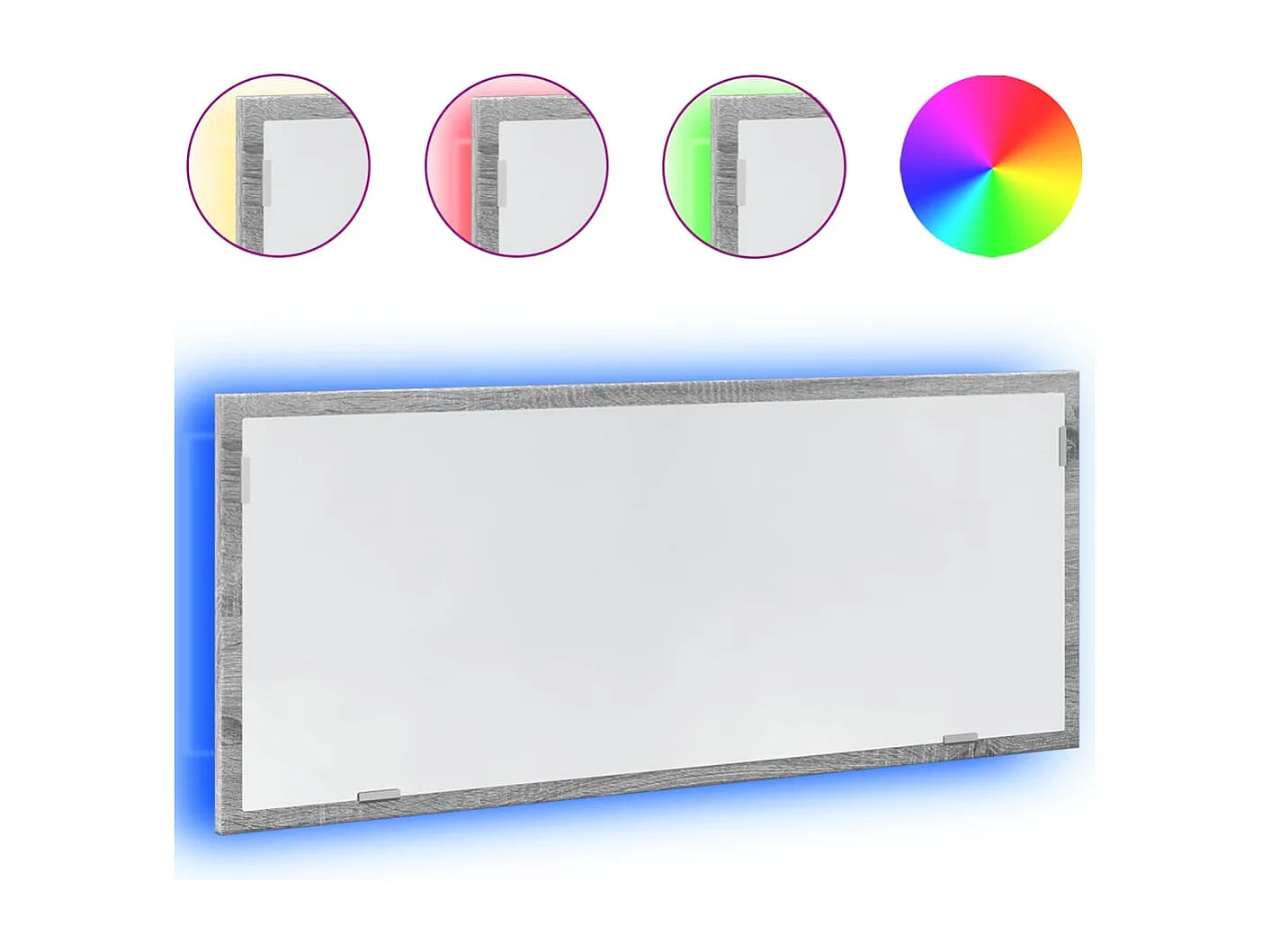 Miroir de salle de bain à LED sonoma gris bois d'ingénierie