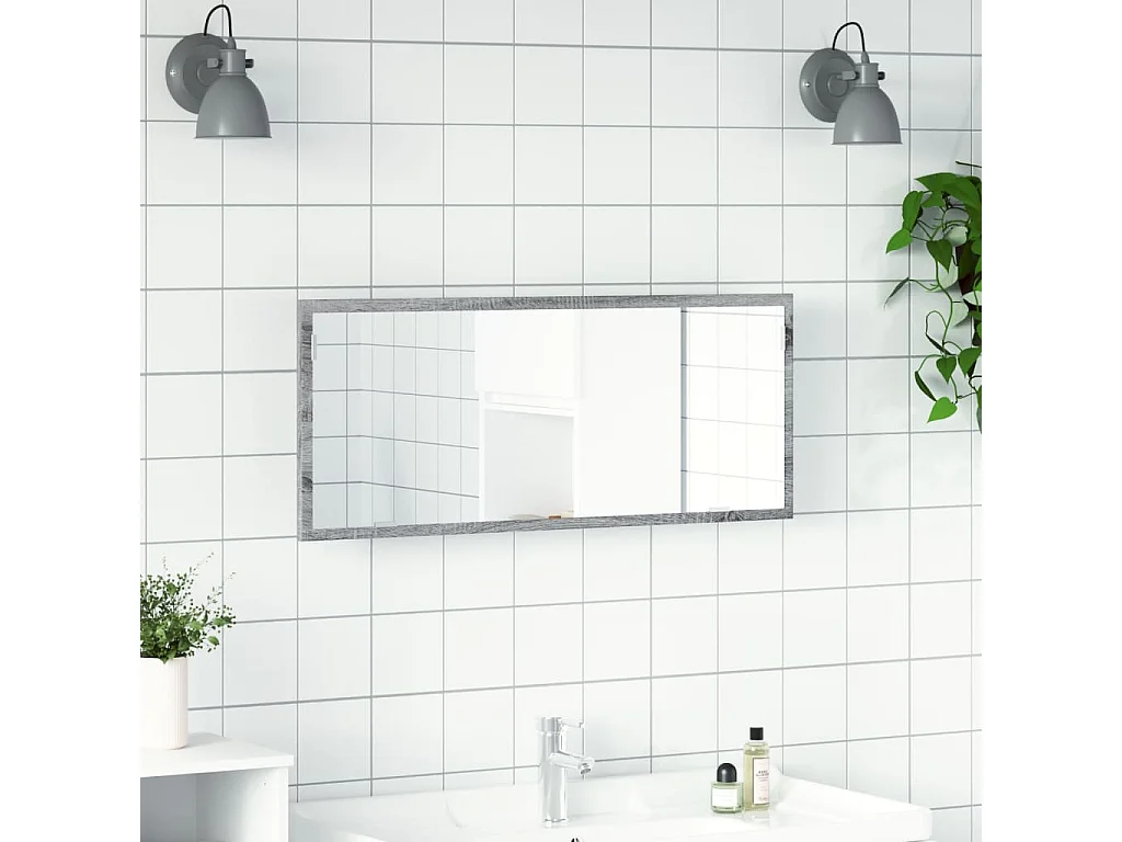 Miroir de salle de bain à LED sonoma gris bois d'ingénierie