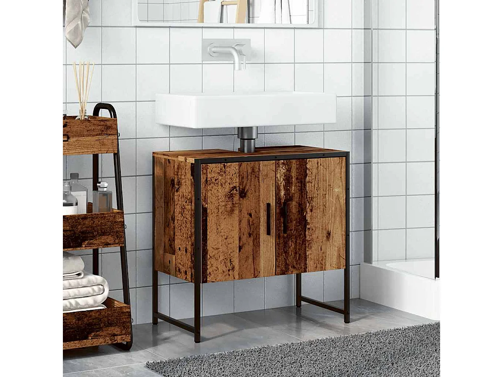 Mueble de baño lavabo madera vieja 60x33x60 cm
