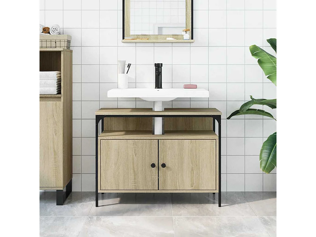 Armoire lavabo de salle de bain chêne sonoma 80x30x60 cm