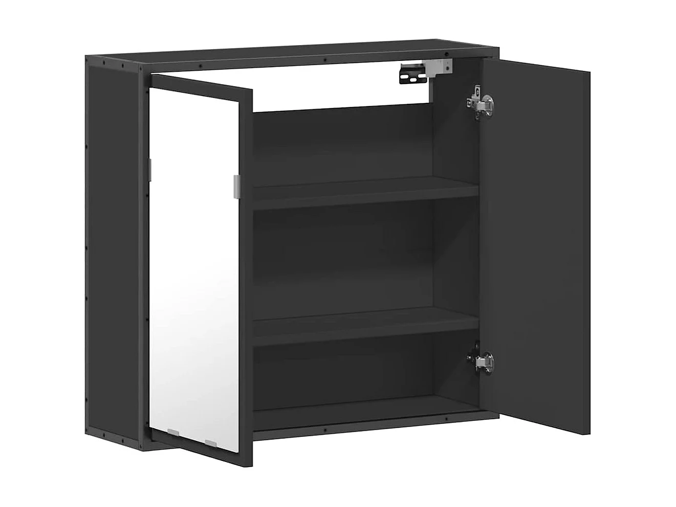 Armoire à miroir de salle de bain noir bois d’ingénierie