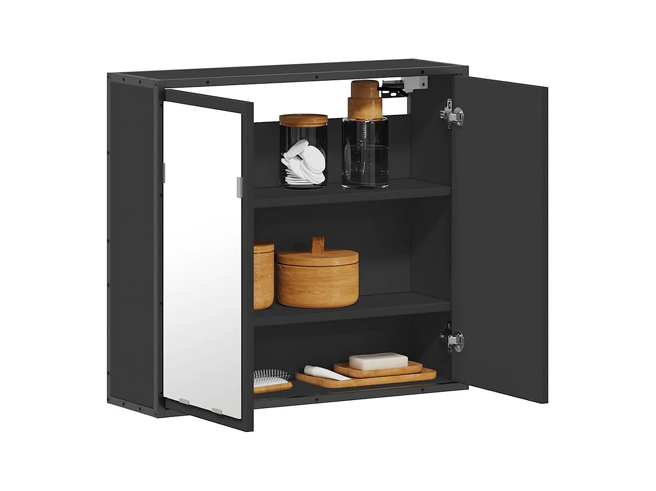 Armoire à miroir de salle de bain noir bois d’ingénierie