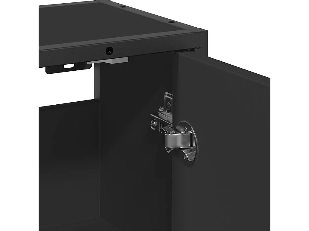 Mueble de baño con espejo de madera de ingeniería negra