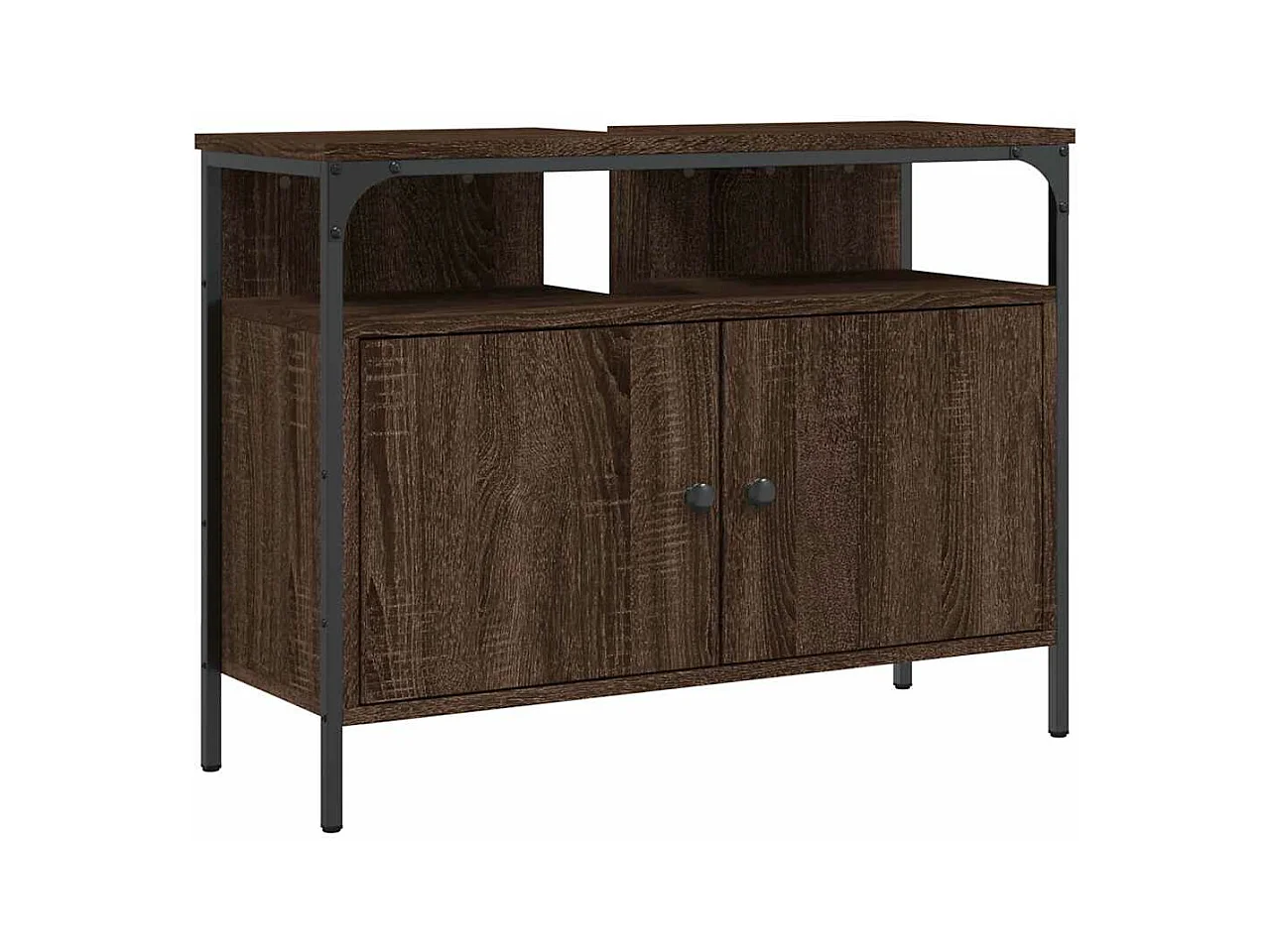 Armoire lavabo de salle de bain chêne marron 80x30x60 cm