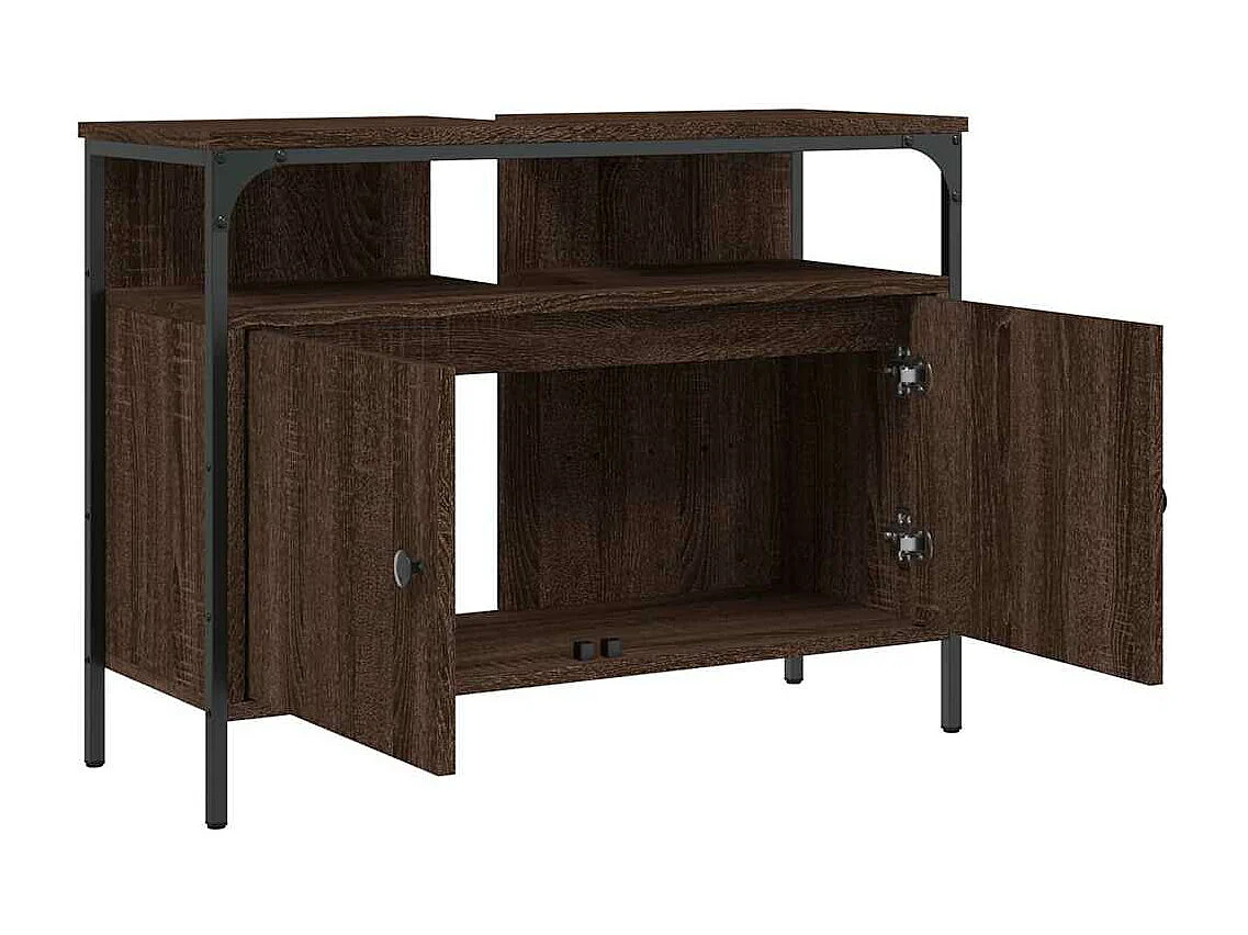 Armoire lavabo de salle de bain chêne marron 80x30x60 cm