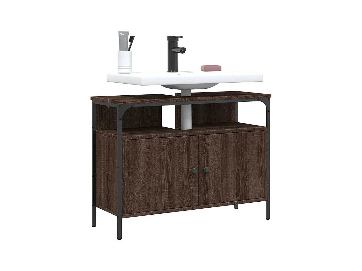 Mueble de baño lavabo roble marrón 80x30x60 cm