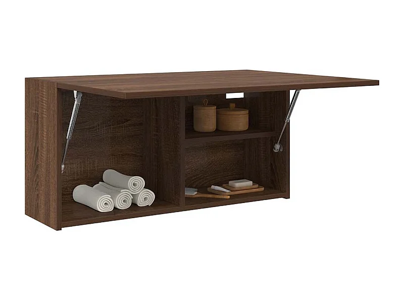 Badkamer wandkast bruin eiken 80x25x40 cm bewerkt hout