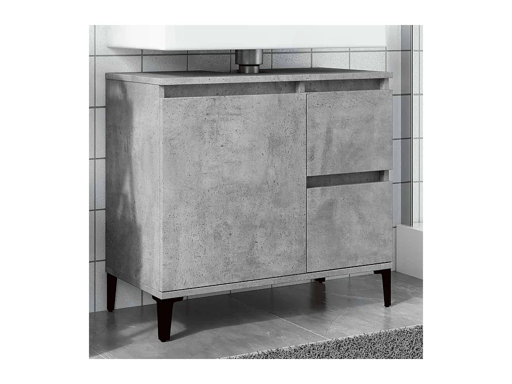 Betongrauer Waschbeckenunterschrank 65x33x60 cm Holzwerkstoff