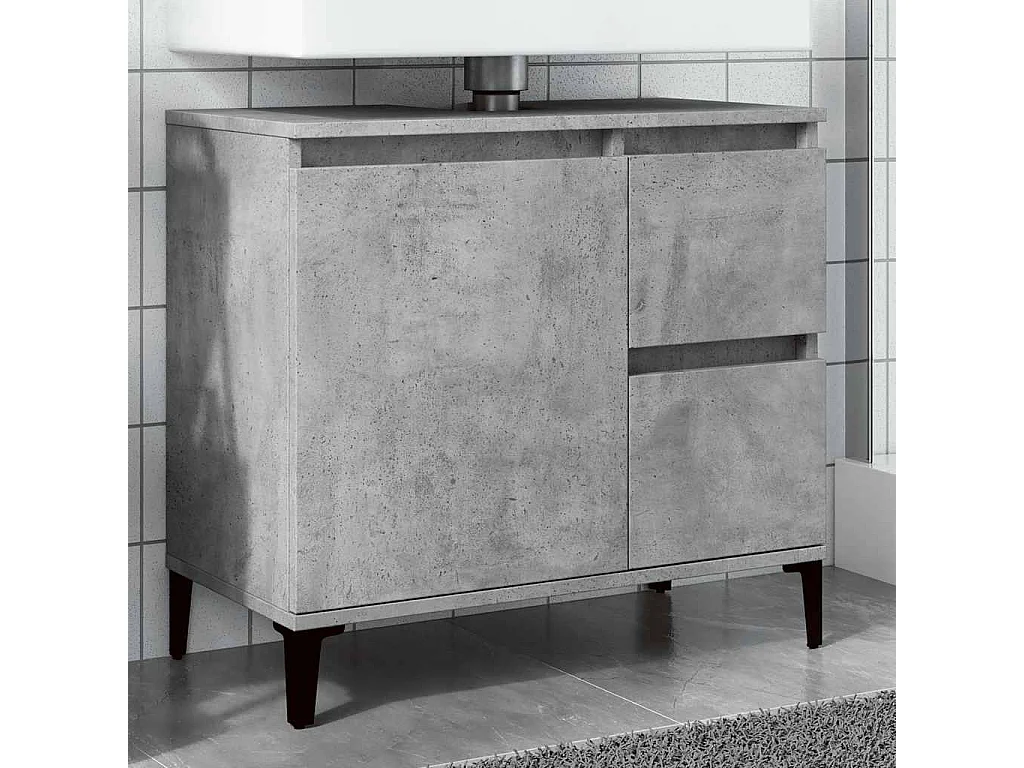 Betongrauer Waschbeckenunterschrank 65x33x60 cm Holzwerkstoff