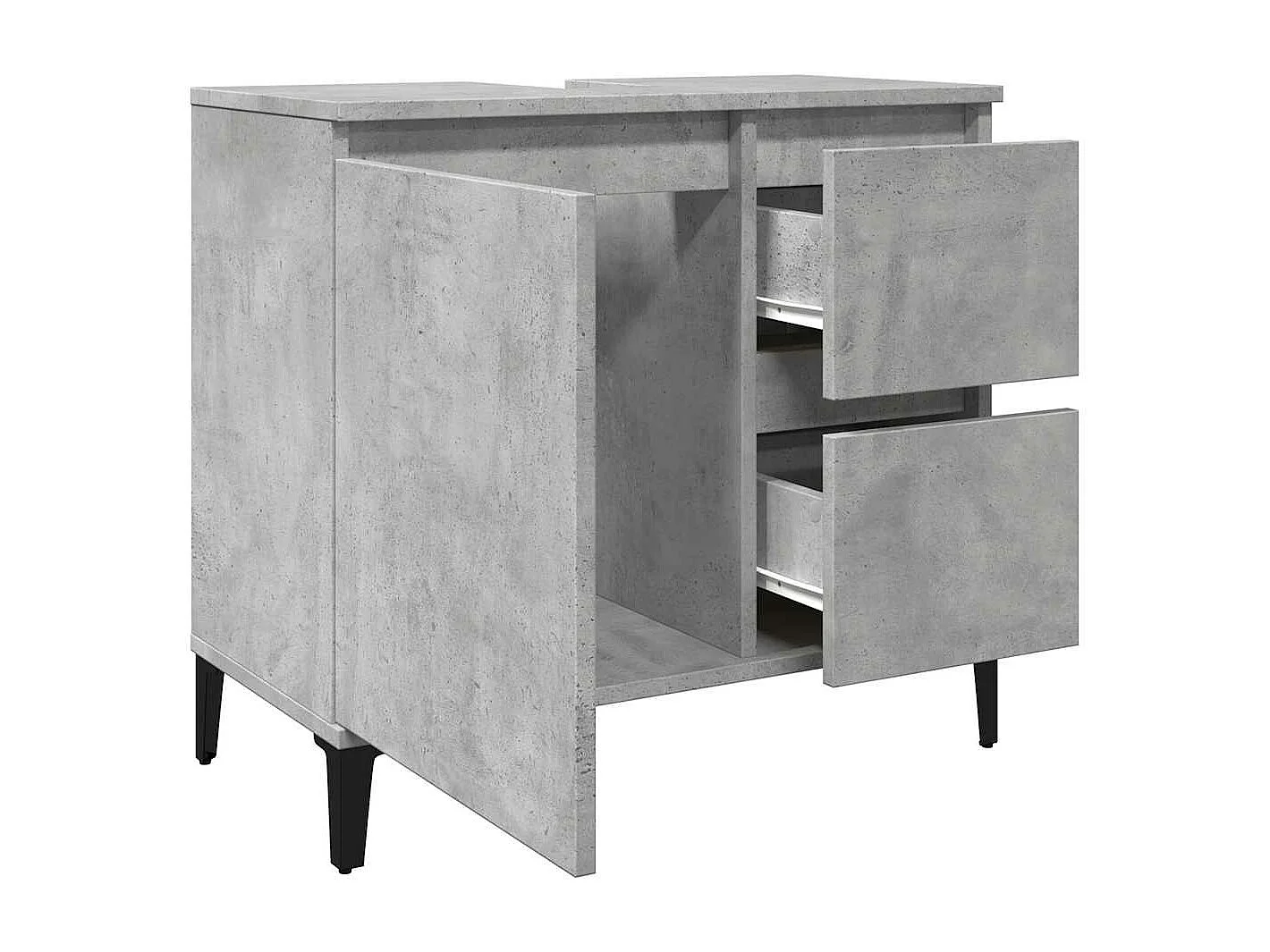 Betongrauer Waschbeckenunterschrank 65x33x60 cm Holzwerkstoff