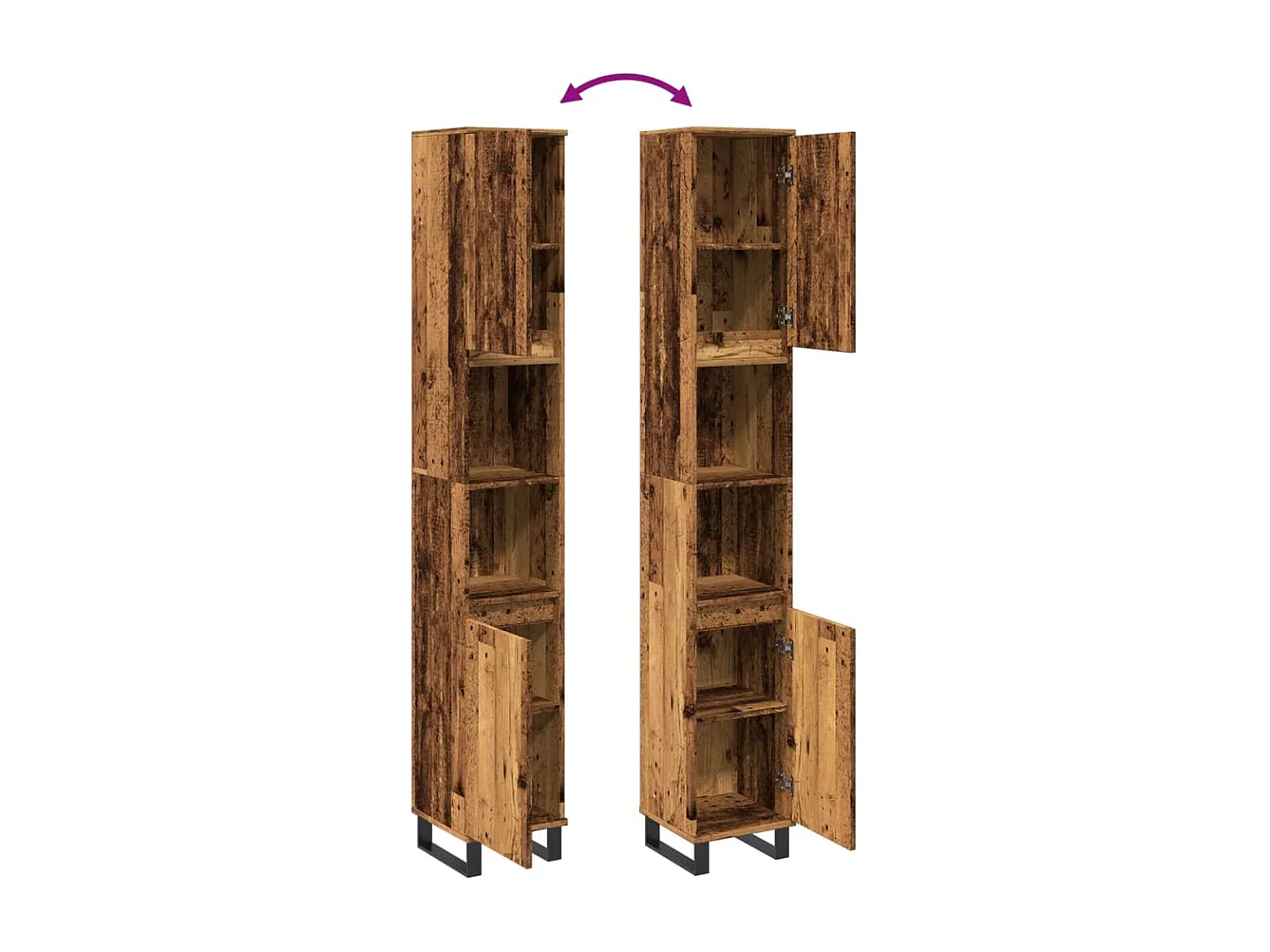 Armoire de salle de bain vieux bois 30x30x190cm bois ingénierie