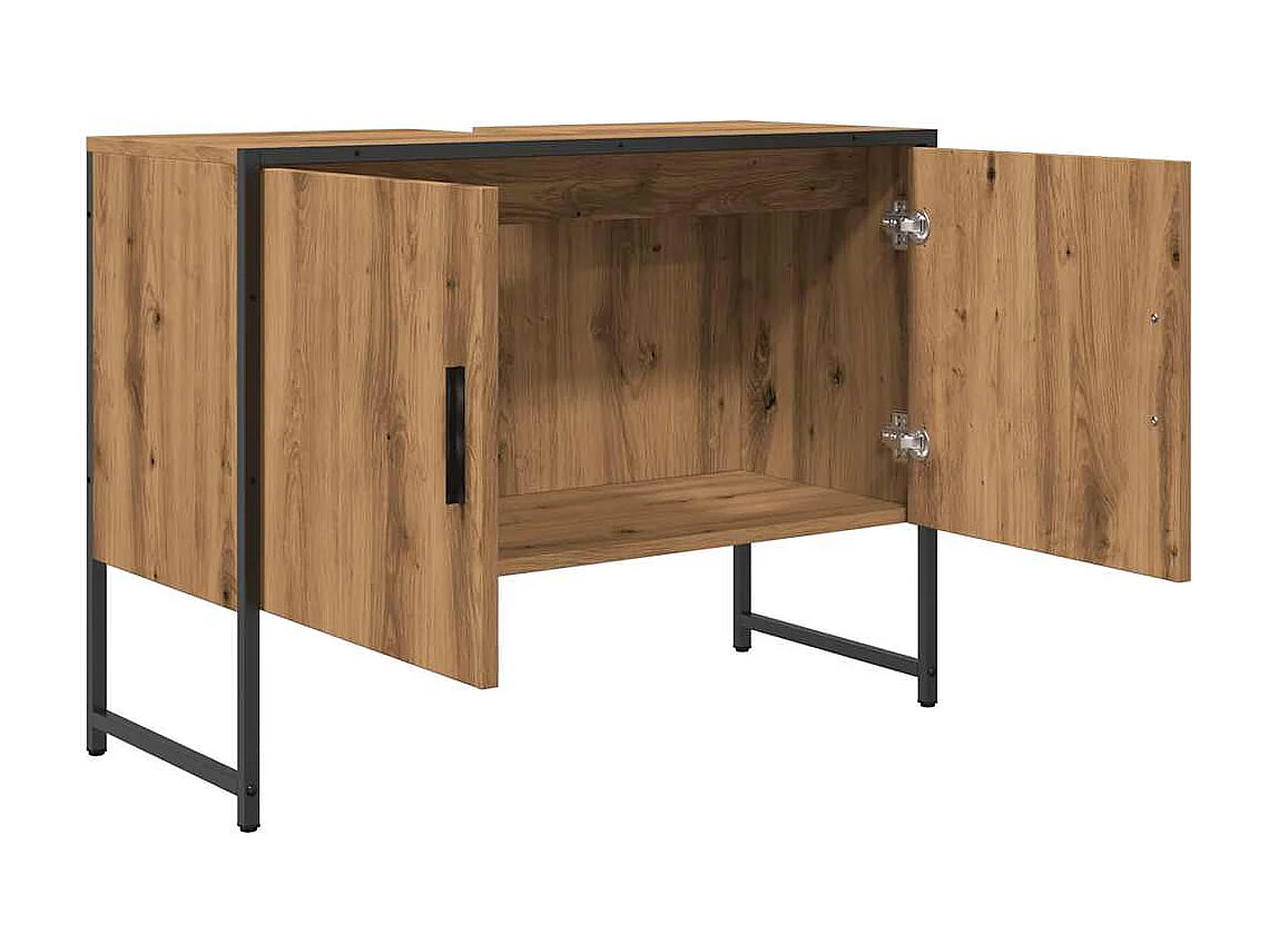 Mobile lavabo bagno artigianale in rovere 65x33x60 cm