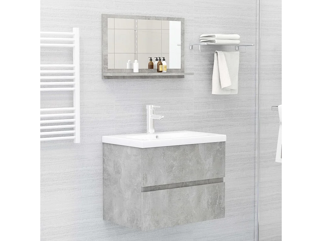 Miroir de salle de bain Gris béton 60x10,5x37 cm Aggloméré