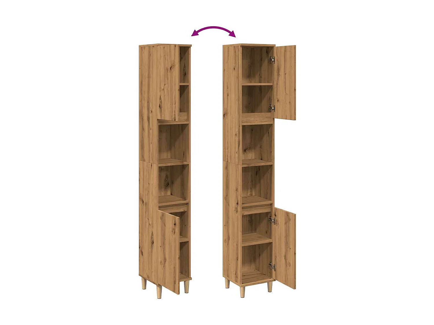 Armoire de salle de bain chêne artisanal 30x30x190 cm