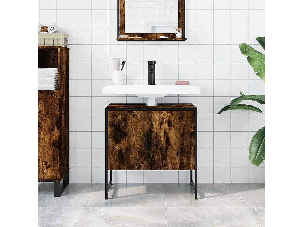 Mobile lavabo bagno rovere fumé 60x33x60 cm