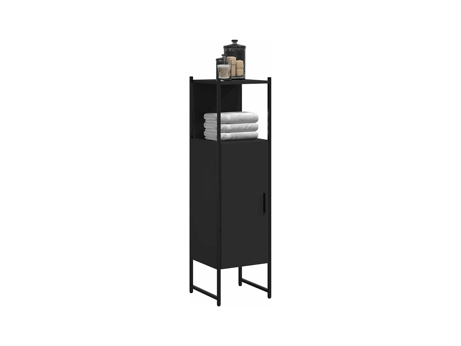 Armoire de salle de bain noir 33x33x120,5 cm bois d'ingénierie