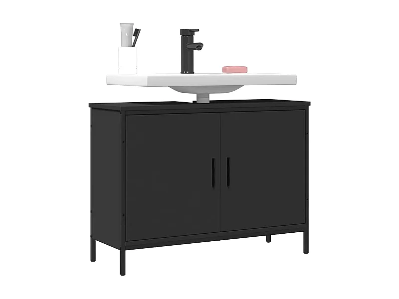 Schwarzer Badezimmerwaschbeckenschrank 80x30x60 cm