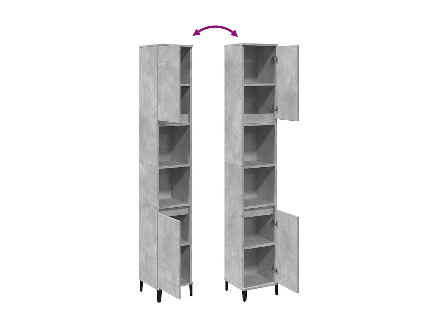 Armoire de salle de bain gris béton 30x30x190 cm