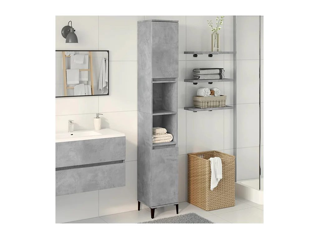 Armoire de salle de bain gris béton 30x30x190 cm