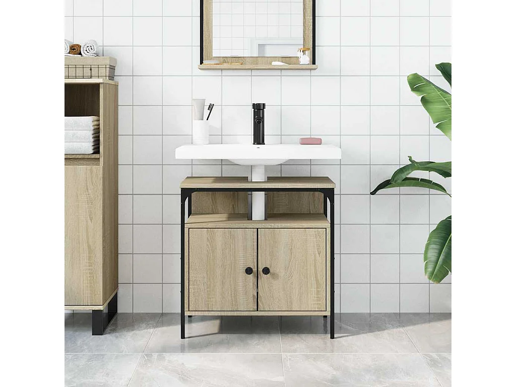 Armoire lavabo de salle de bain chêne sonoma 60x30x60 cm