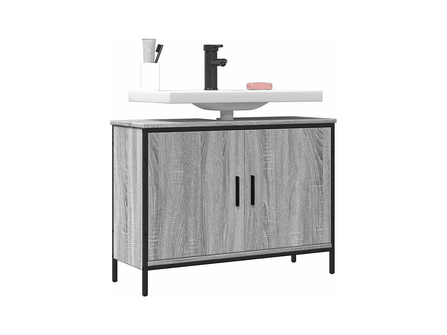 Badezimmer Waschbeckenunterschrank Sonoma grau 80x30x60 cm