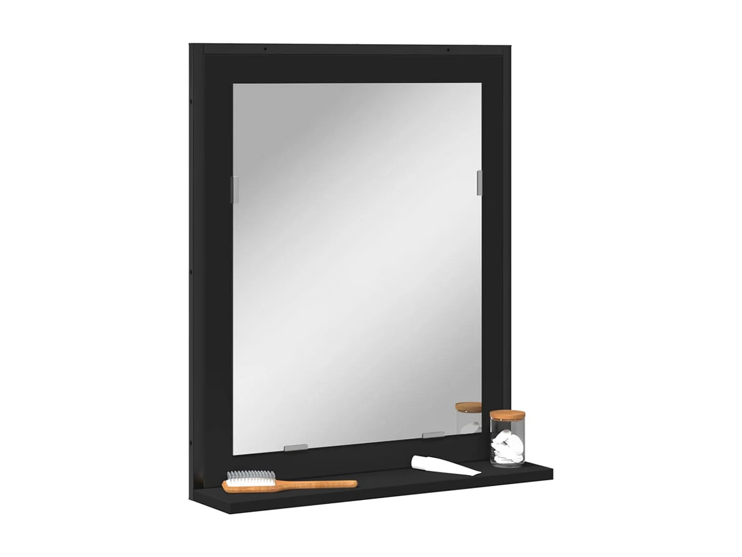 Miroir de salle de bain avec étagère noir bois d’ingénierie