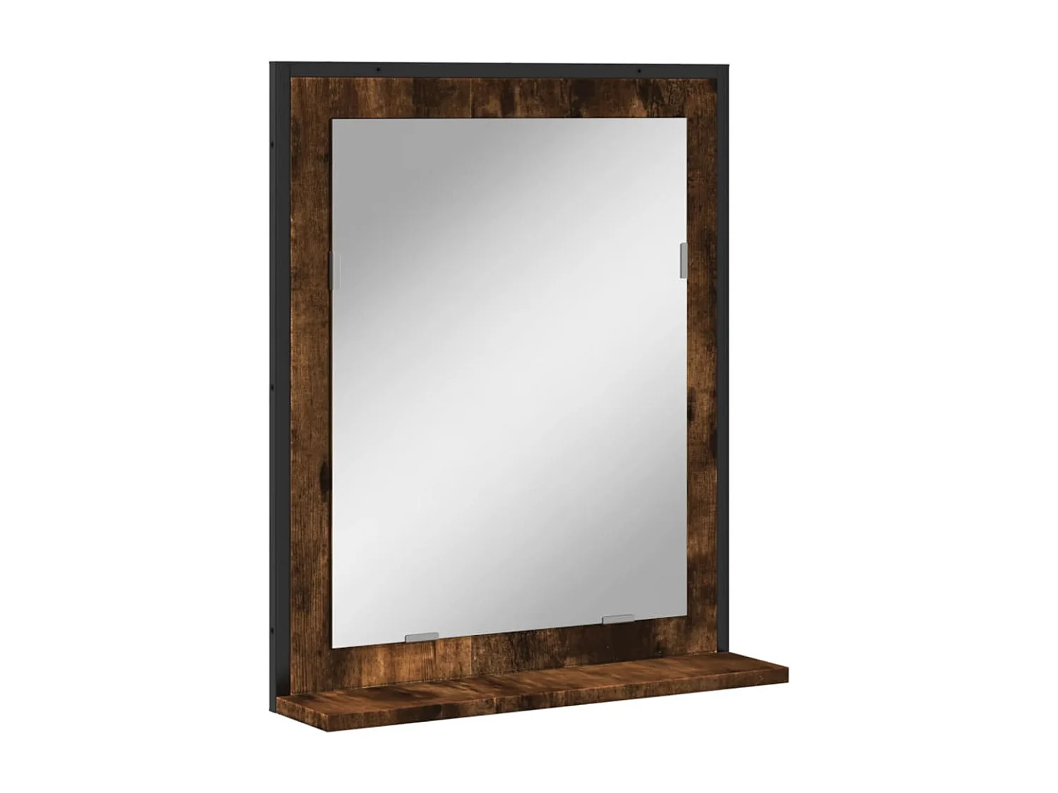 Miroir de salle de bain et étagère chêne fumé bois d’ingénierie