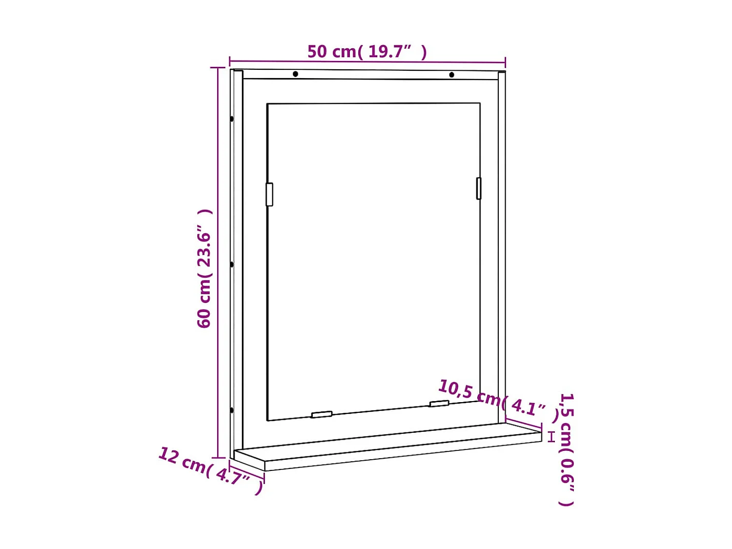 Miroir de salle de bain et étagère chêne fumé bois d’ingénierie