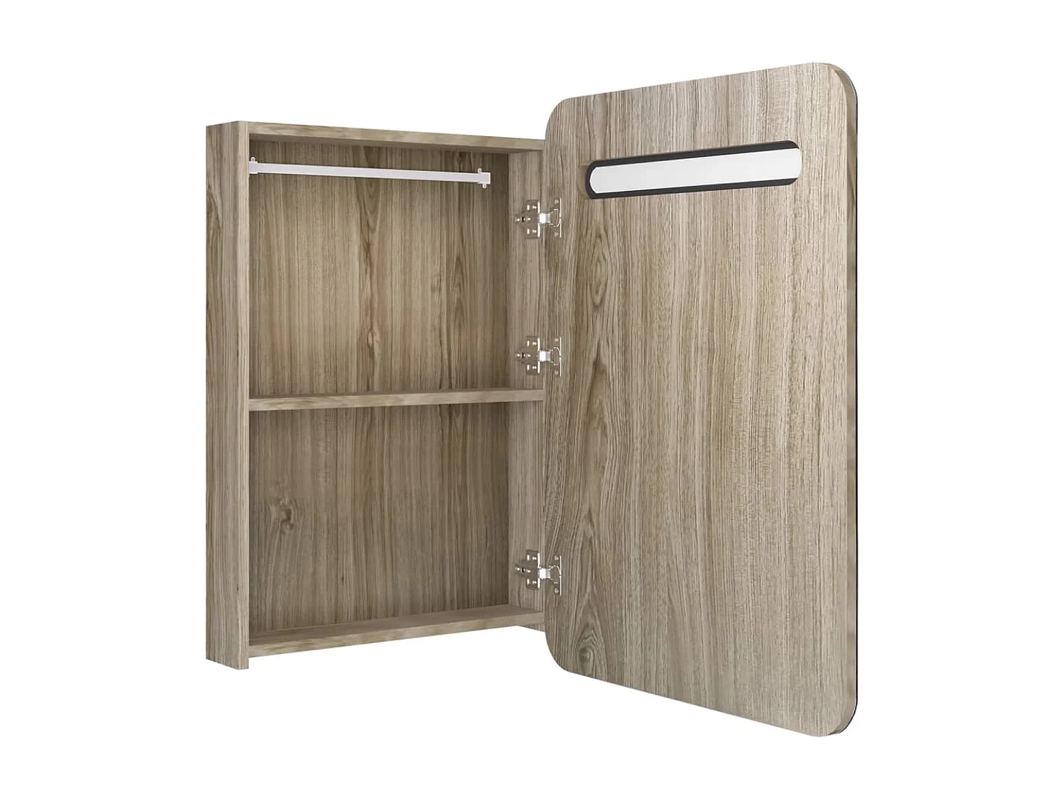 Armoire de salle de bain à miroir LED chêne 60x11x80 cm