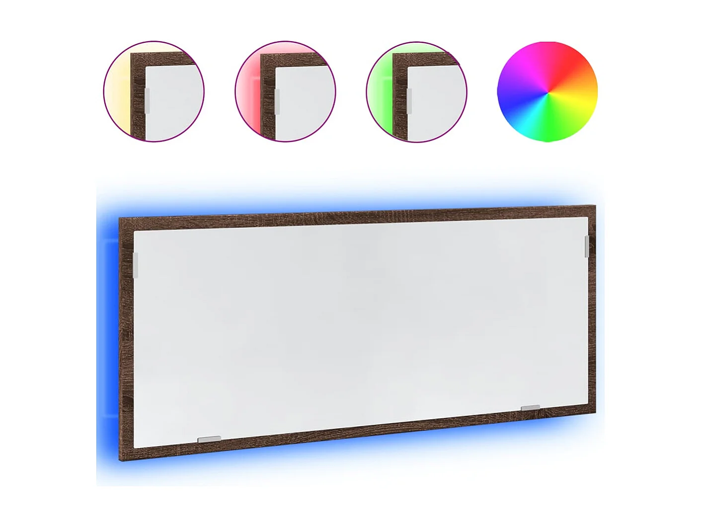 Miroir de salle de bain à LED chêne marron bois d'ingénierie