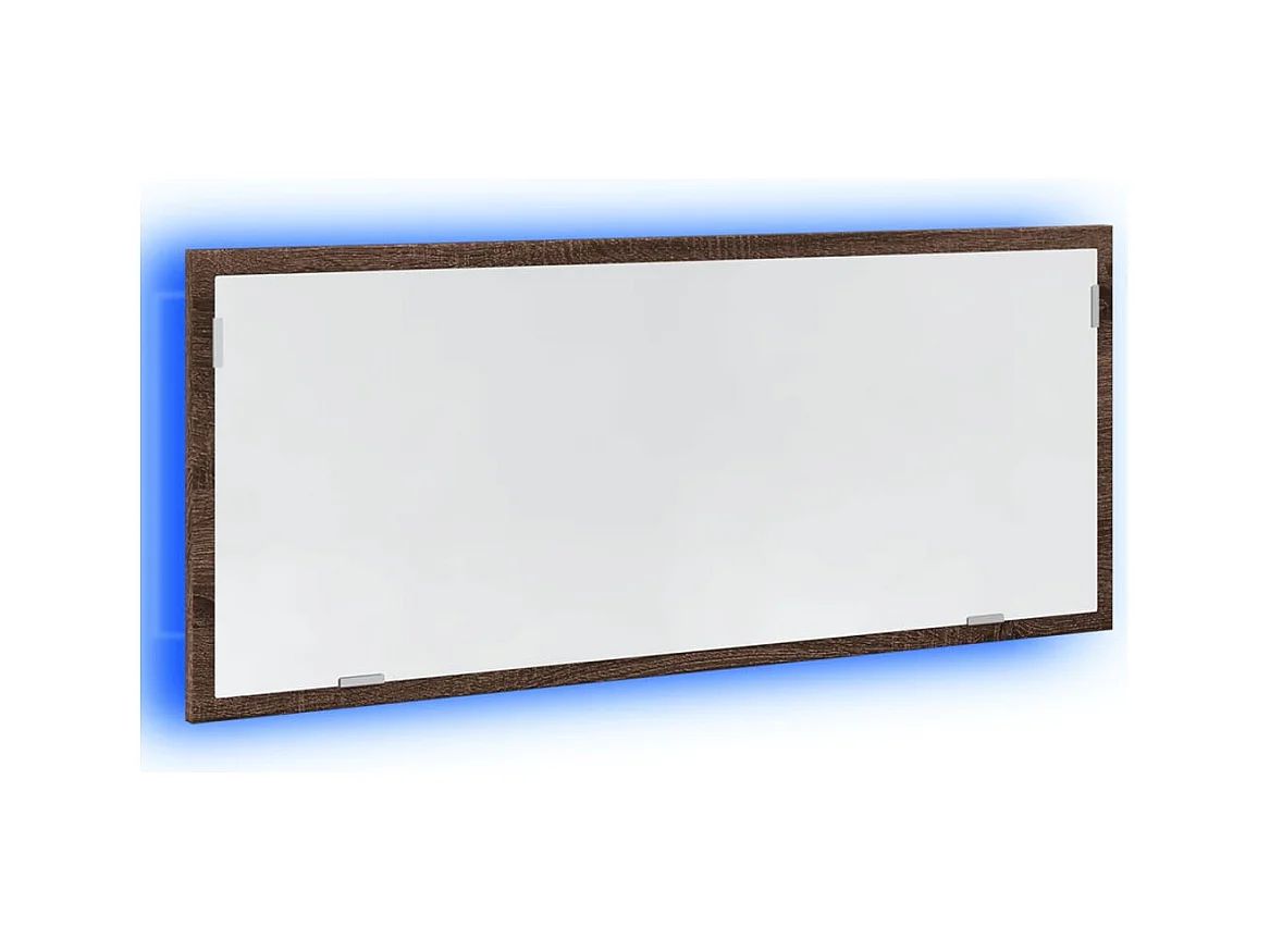 Miroir de salle de bain à LED chêne marron bois d'ingénierie