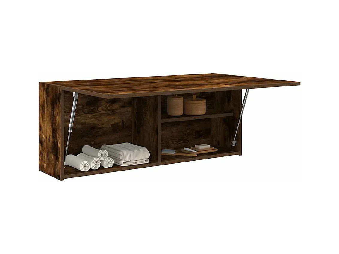 Armoire murale de bain chêne fumé 100x25x40cm bois d'ingénierie