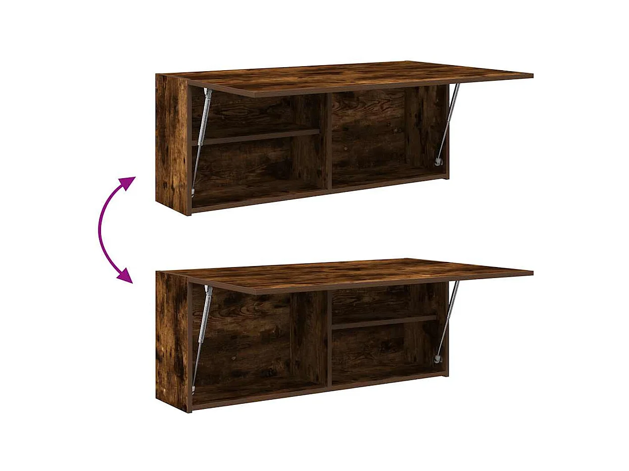 Armoire murale de bain chêne fumé 100x25x40cm bois d'ingénierie