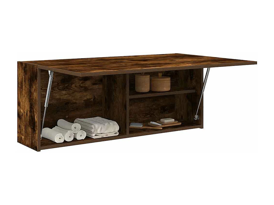 Armoire murale de bain chêne fumé 100x25x40cm bois d'ingénierie