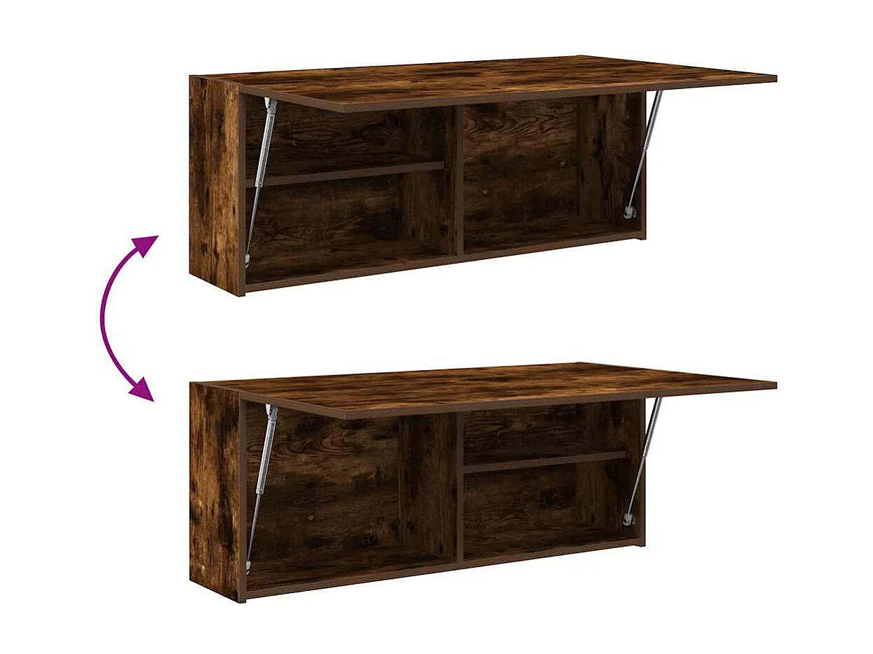 Armoire murale de bain chêne fumé 100x25x40cm bois d'ingénierie