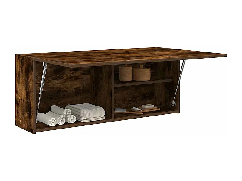 Armoire murale de bain chêne fumé 100x25x40cm bois d'ingénierie