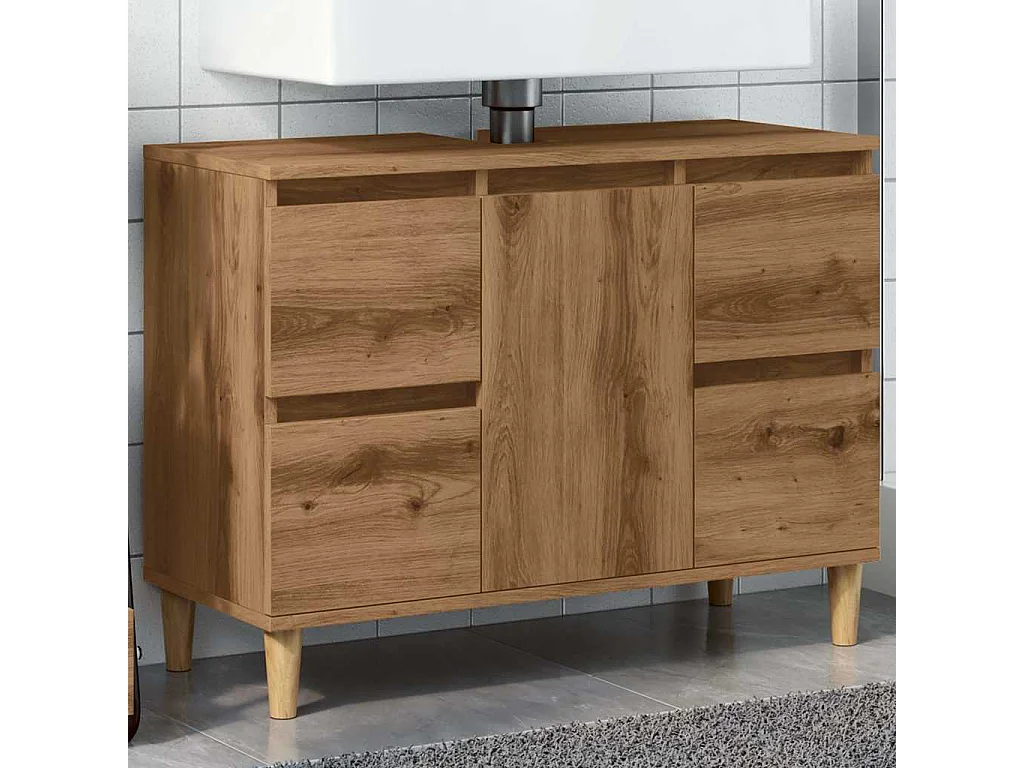 Mueble lavabo roble craft 80x33x60 cm madera de ingeniería