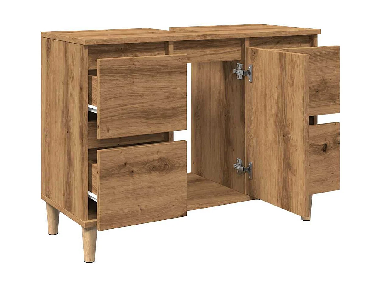 Mueble lavabo roble craft 80x33x60 cm madera de ingeniería